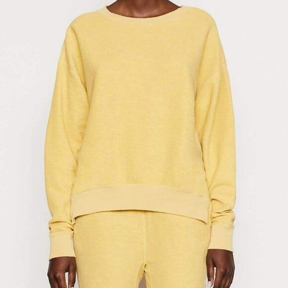 Frame Denim Pima Cotton Sweatshirt Sizes S Oversized Pima Cotton Butter Yellow - Picture 1 of 8